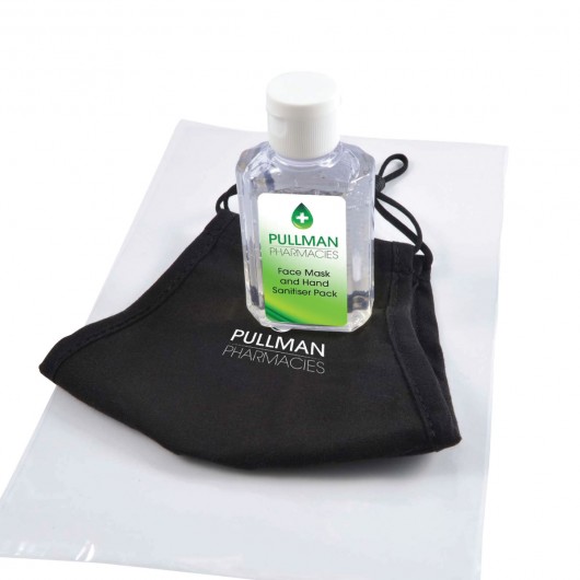 Deluxe Mask and Sanitiser packs branded